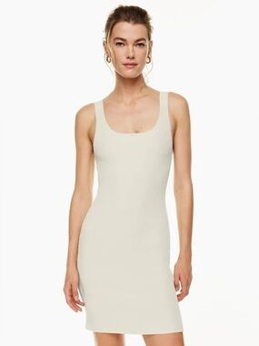 Aritzia Sleeveless Ribbed Tank Dress in Beige